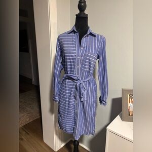 Finley blue and white striped shirt dress XS